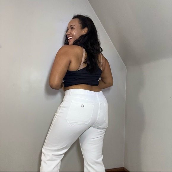 Vintage Tommy Hilfiger jeans mid rise white pants flare leg cropped denim Y2K - Picture 15 of 16